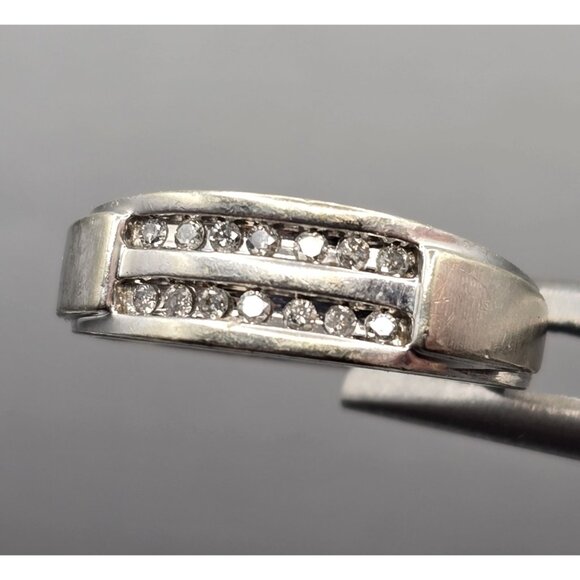 NDI Other - 10k White Gold Diamond Channel Set Band Ring Size 10.25 NDI Signed Natural 4.05g